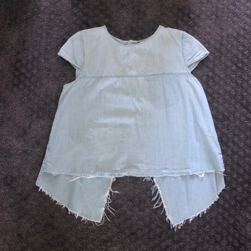 Denim opened back shirt